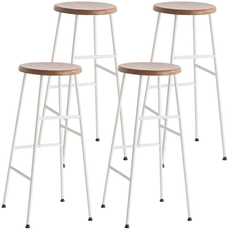 Moderno sin brazo Taburete sin espalda de acero Taller de postres de postres con asiento de madera