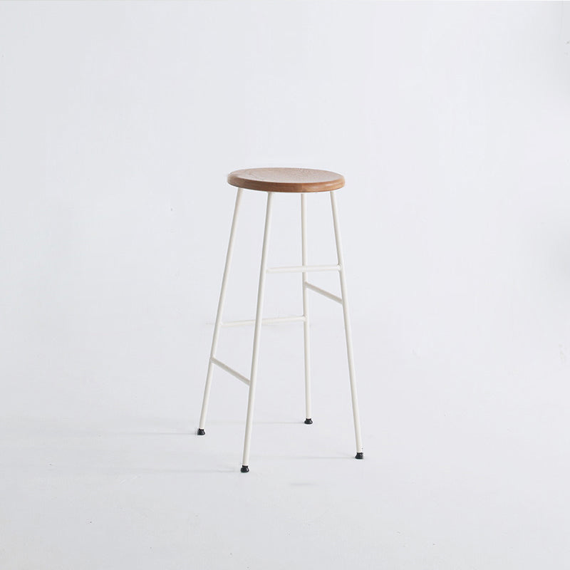Moderno sin brazo Taburete sin espalda de acero Taller de postres de postres con asiento de madera