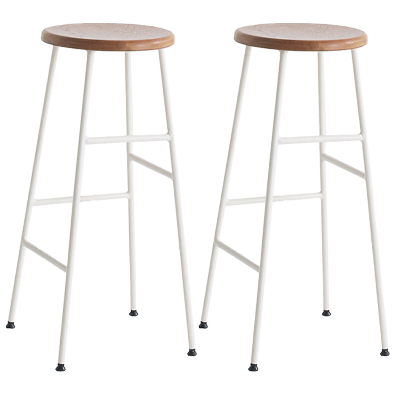 Moderno sin brazo Taburete sin espalda de acero Taller de postres de postres con asiento de madera