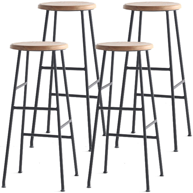Moderno sin brazo Taburete sin espalda de acero Taller de postres de postres con asiento de madera