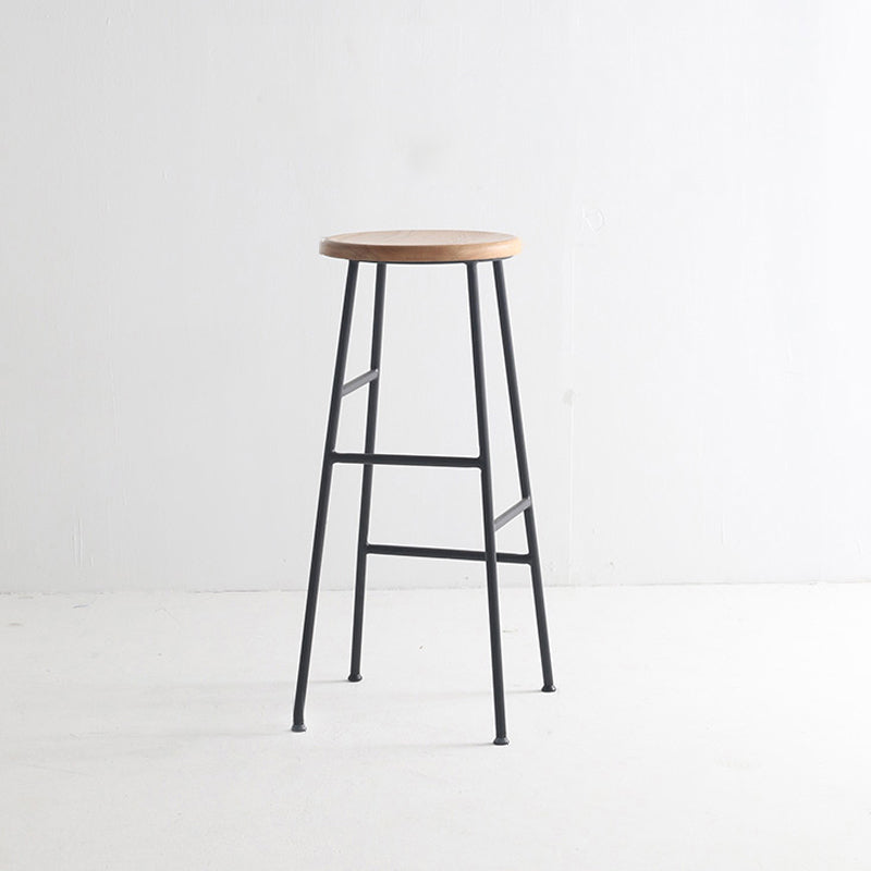 Moderno sin brazo Taburete sin espalda de acero Taller de postres de postres con asiento de madera