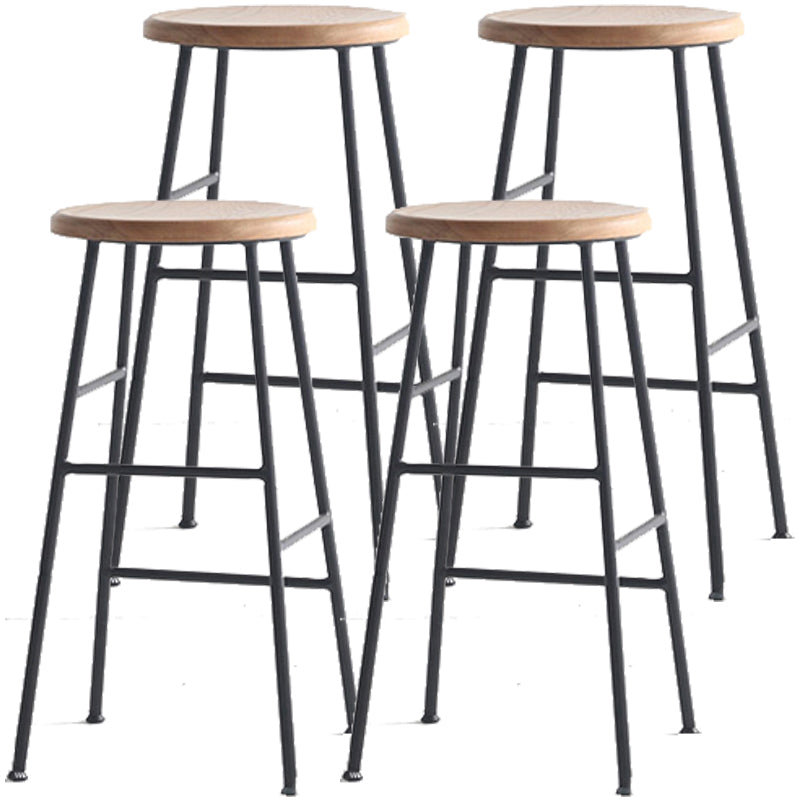 Moderno sin brazo Taburete sin espalda de acero Taller de postres de postres con asiento de madera