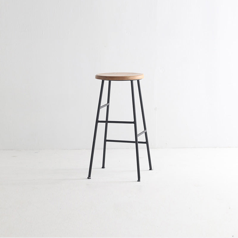 Moderno sin brazo Taburete sin espalda de acero Taller de postres de postres con asiento de madera