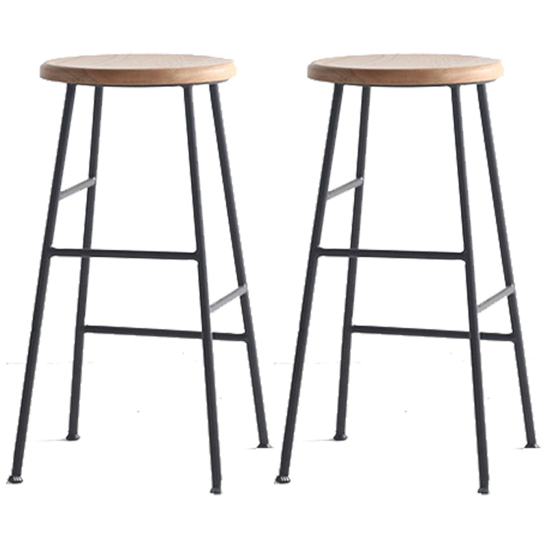 Moderno sin brazo Taburete sin espalda de acero Taller de postres de postres con asiento de madera