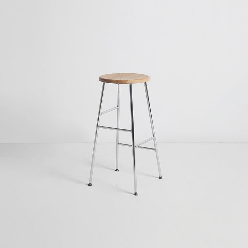 Moderno sin brazo Taburete sin espalda de acero Taller de postres de postres con asiento de madera