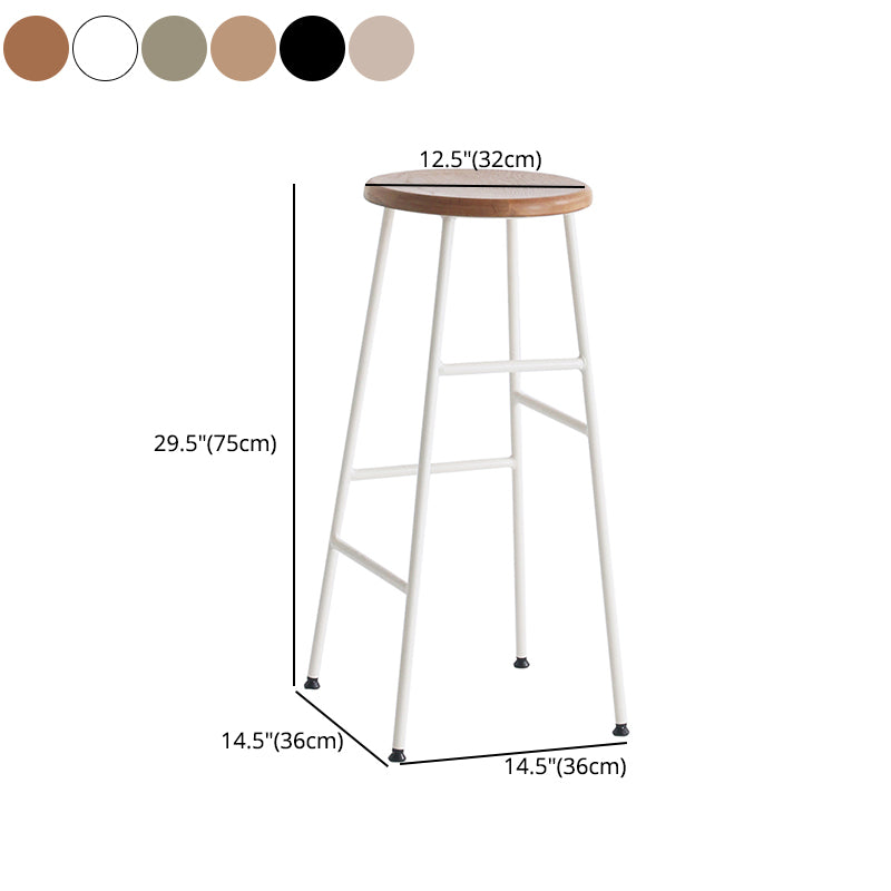 Moderno sin brazo Taburete sin espalda de acero Taller de postres de postres con asiento de madera