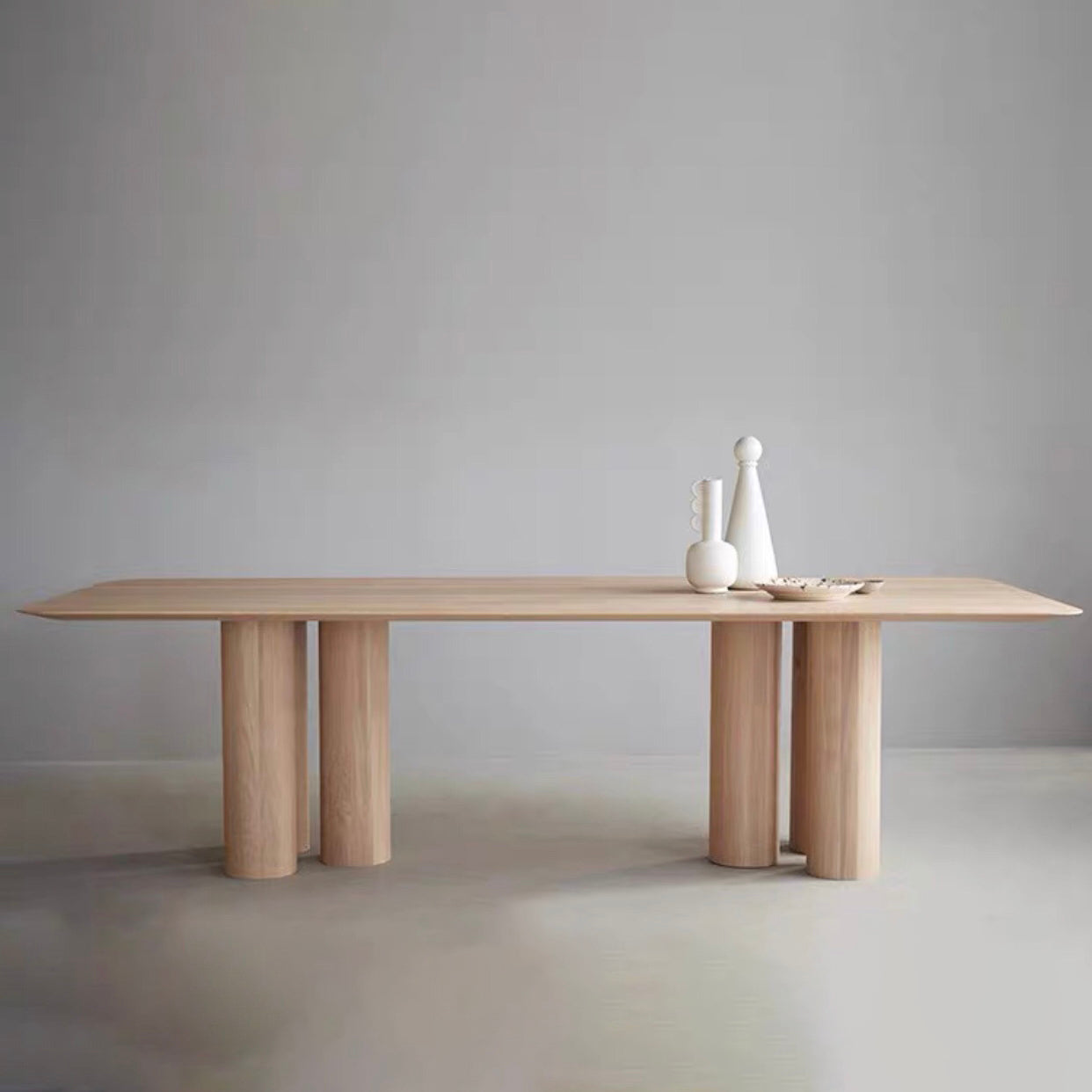 Rectangle Shape Casual Dining Table Solid Wood Fixed Table for Kitchen