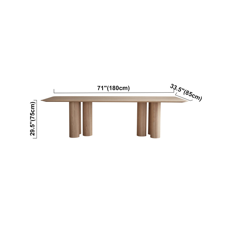 Rectangle Shape Casual Dining Table Solid Wood Fixed Table for Kitchen