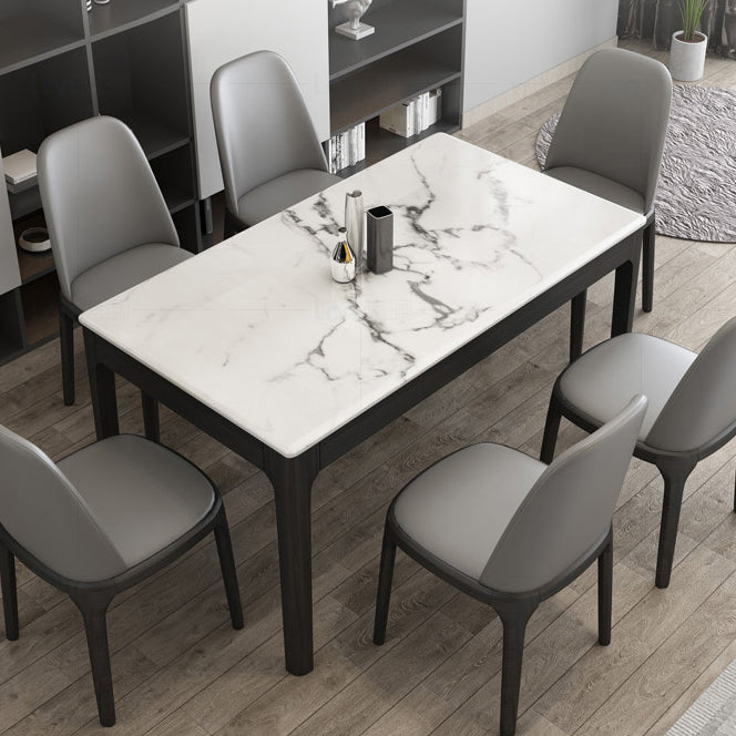 Rectangle Shape Mid-Century Dining Table Fixed Table with Marble