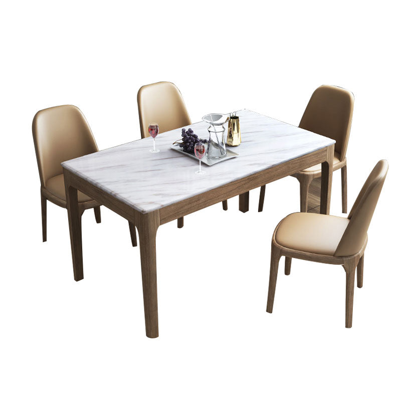 Rectangle Shape Mid-Century Dining Table Fixed Table with Marble