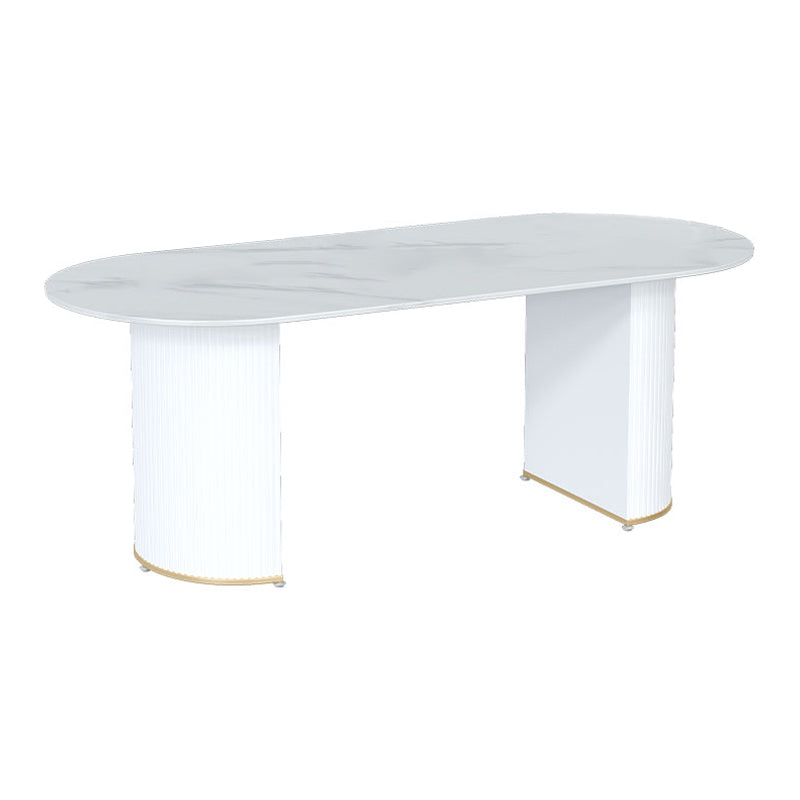 Metal Modern Oval Dining Table Sintered Stone Indoor Table for Dining Room and Kitchen