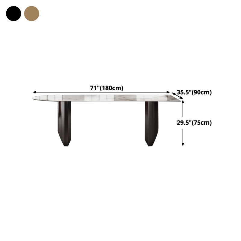 Modern Dining Table Stone Top Dining Table with Stainless Steel Double pedestal Base