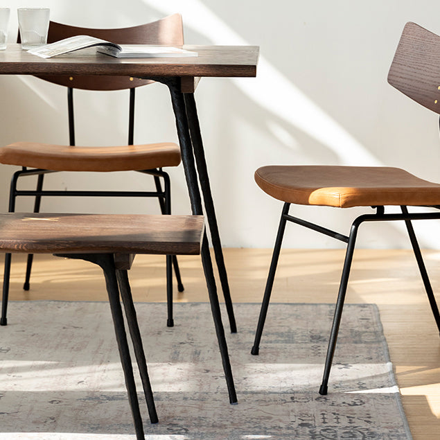 Mesa de comedor de madera maciza de roble Mesa de comedor rectangular industrial con 4 patas