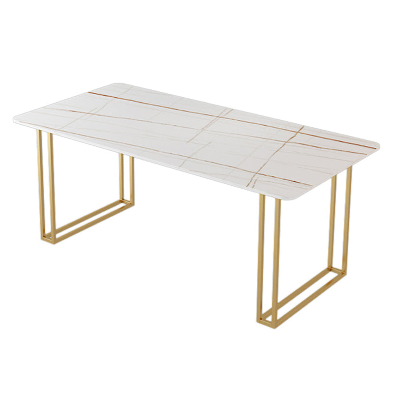 Table à manger en pierre frittée Table à manger de luxe traditionnelle avec cadre doré