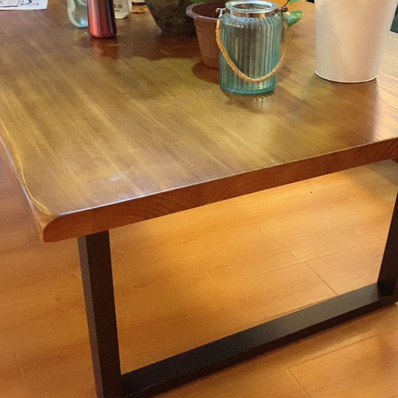 Rectangle Double Pedestal Industrial Dining Table Fixed Table of Solid Wood