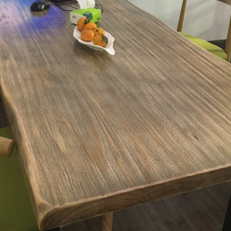 Rectangle Double Pedestal Industrial Dining Table Fixed Table of Solid Wood