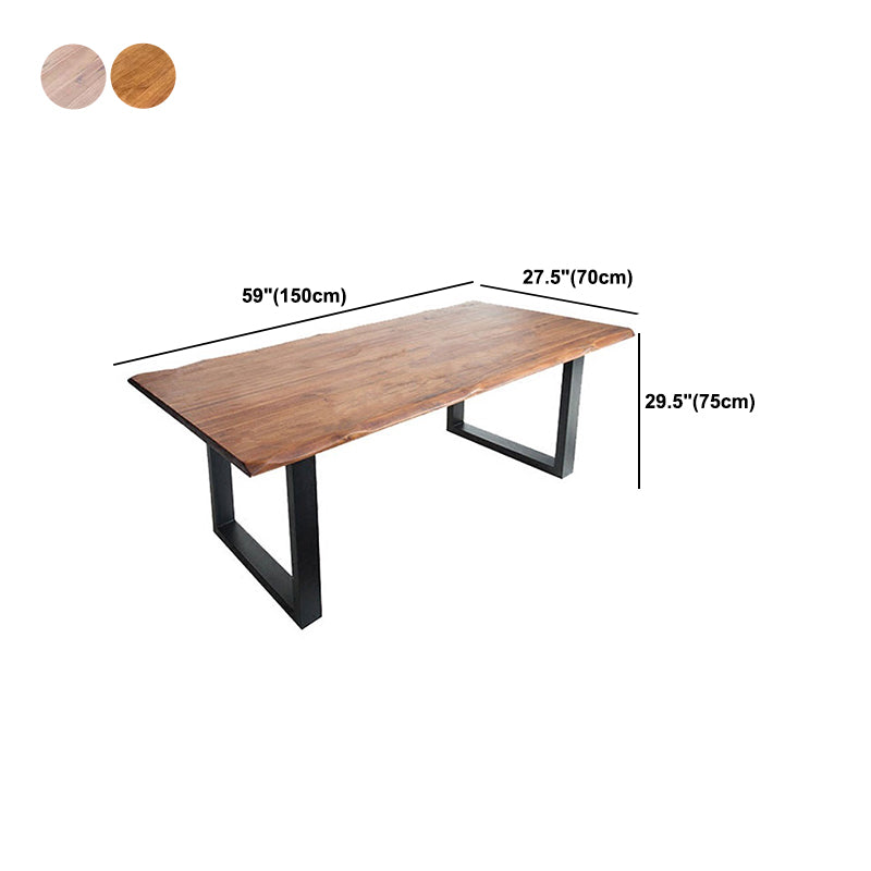 Rectangle Double Pedestal Industrial Dining Table Fixed Table of Solid Wood
