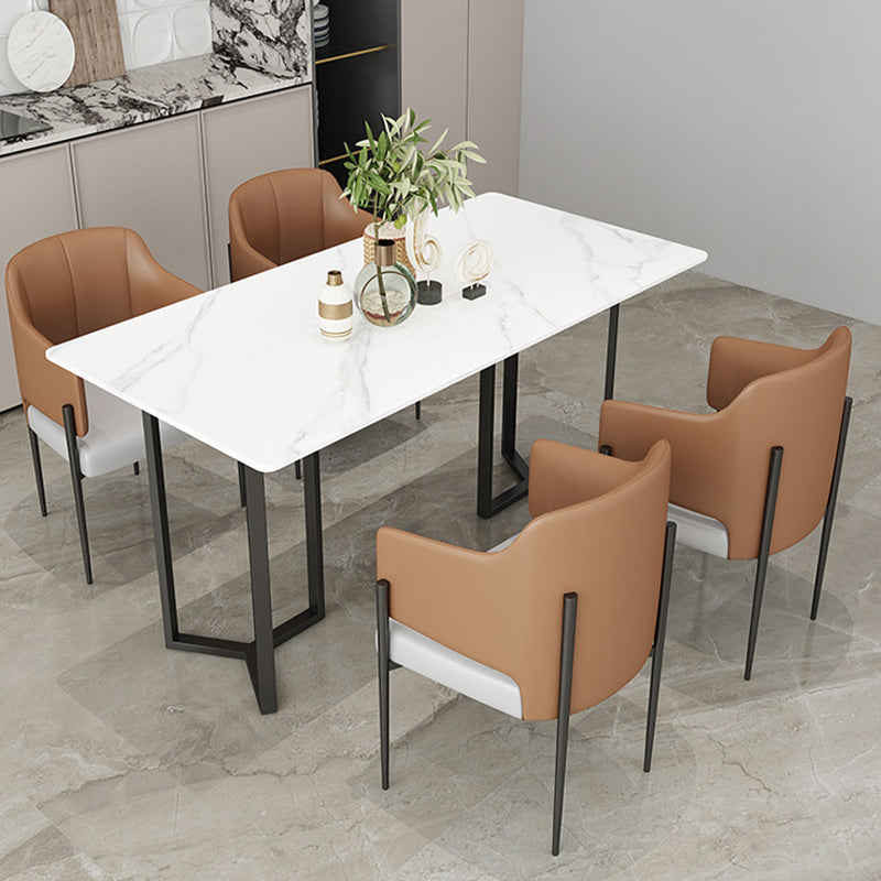 Table à manger en pierre frittée, Table traditionnelle de luxe à cadre doré pour la maison