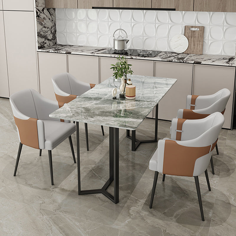 Table à manger en pierre frittée, Table traditionnelle de luxe à cadre doré pour la maison