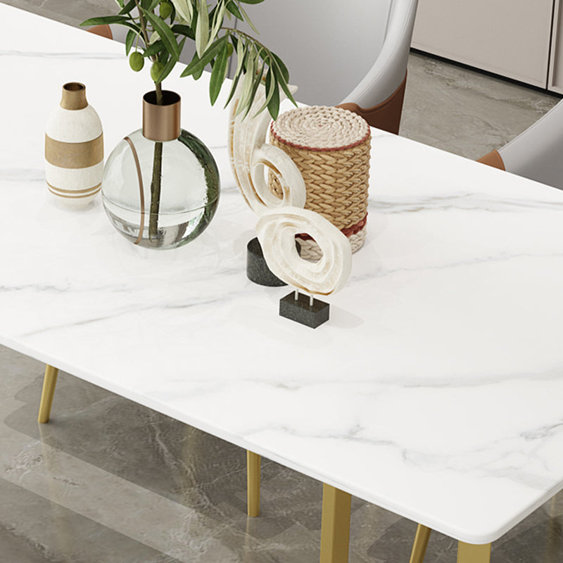 Table à manger en pierre frittée, Table traditionnelle de luxe à cadre doré pour la maison