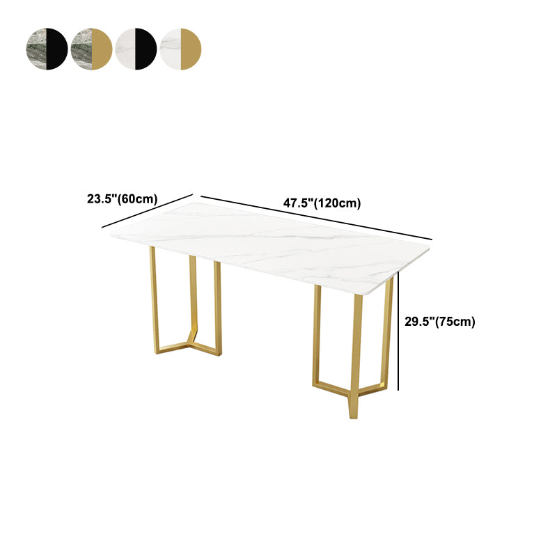 Table à manger en pierre frittée, Table traditionnelle de luxe à cadre doré pour la maison