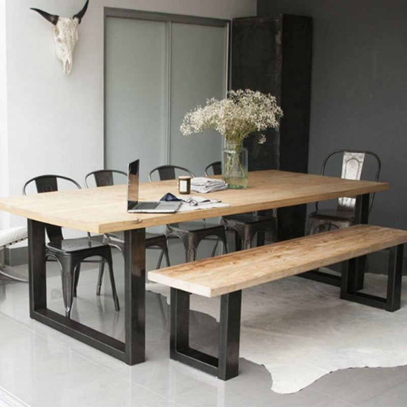Rectangle Shape Luxury Dining Table Solid Wood Fixed Table for Kitchen
