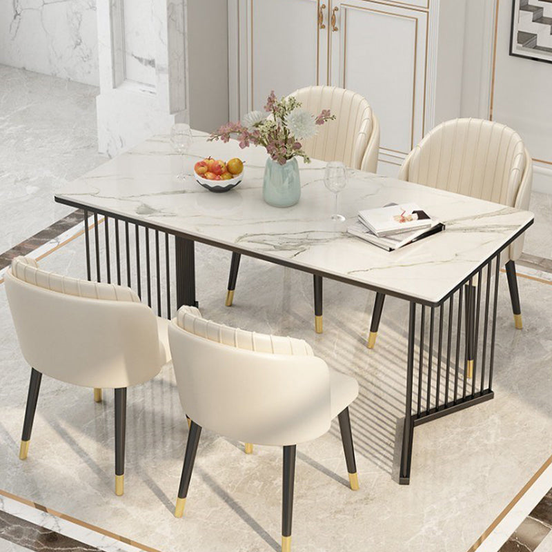 Rechthoekige eettafel Traditionele luxe eettafel met dubbel voetstuk