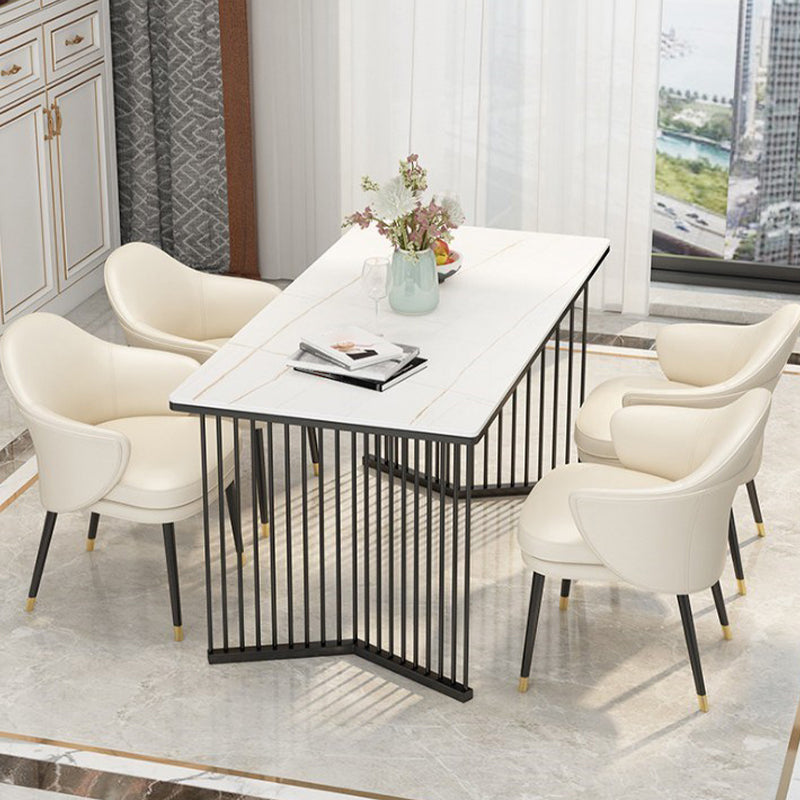 Rechthoekige eettafel Traditionele luxe eettafel met dubbel voetstuk