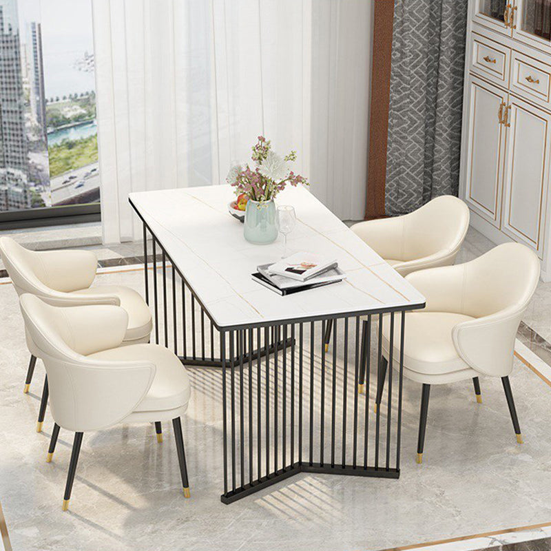 Rechthoekige eettafel Traditionele luxe eettafel met dubbel voetstuk