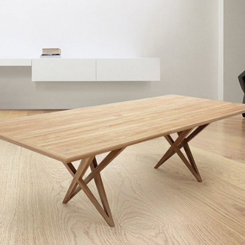 Mesa de comedor rectangular de lujo, mesa fija de madera maciza para el hogar