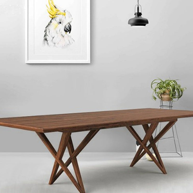 Mesa de comedor rectangular de lujo, mesa fija de madera maciza para el hogar