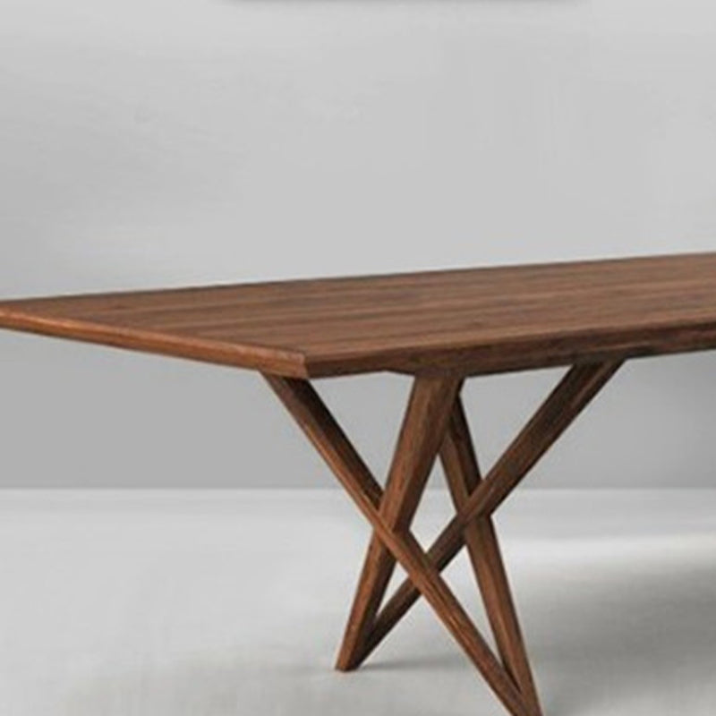Mesa de comedor rectangular de lujo, mesa fija de madera maciza para el hogar