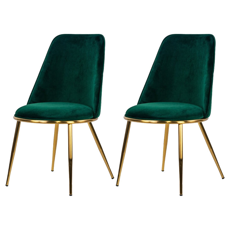 Silla sin brazos de comedor de metal Glam, silla lateral de comedor tapizada para uso doméstico
