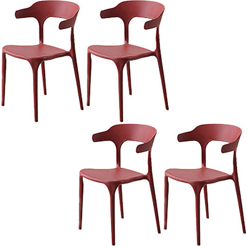 Silla contemporánea con respaldo abierto, sillas laterales sin brazos de comedor de plástico