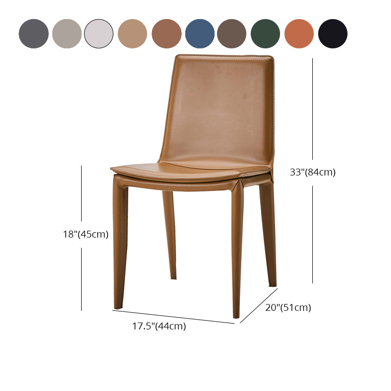 Silla de comedor sin brazos de cuero moderno, sillas de comedor de metal para uso en restaurantes