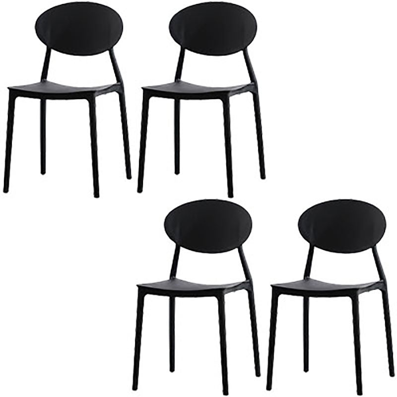 Silla contemporánea con respaldo abierto, silla lateral sin brazos con patas de plástico