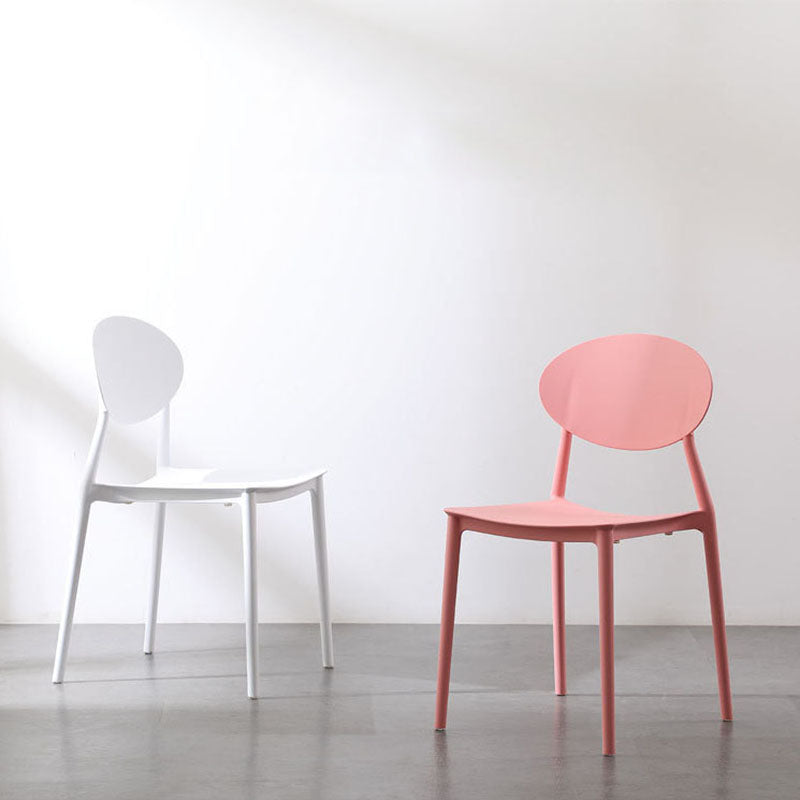 Silla contemporánea con respaldo abierto, silla lateral sin brazos con patas de plástico