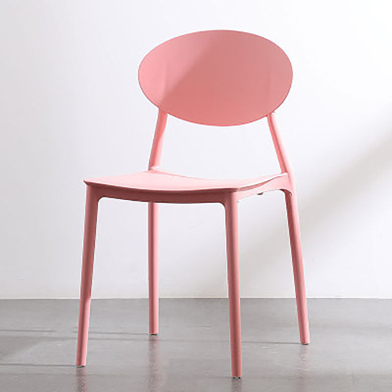 Silla contemporánea con respaldo abierto, silla lateral sin brazos con patas de plástico