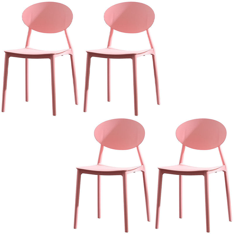 Silla contemporánea con respaldo abierto, silla lateral sin brazos con patas de plástico
