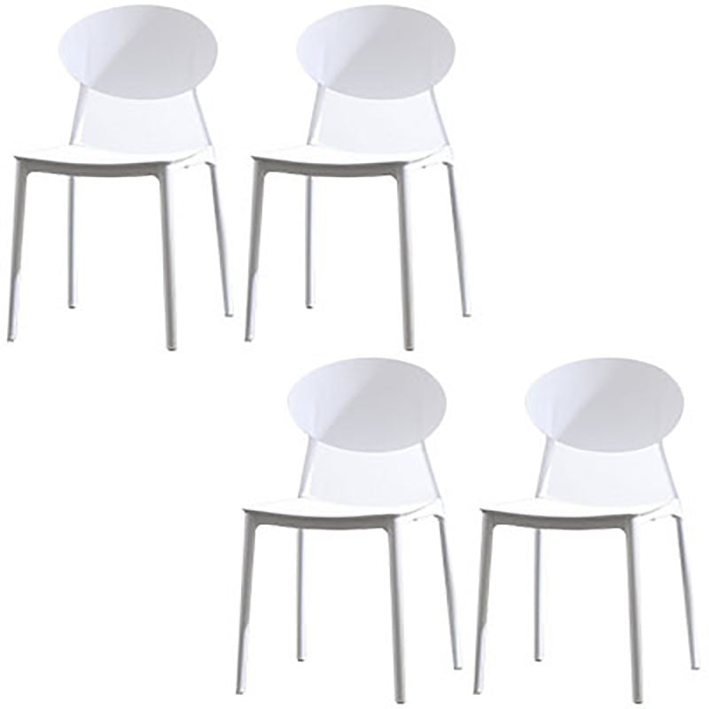 Silla contemporánea con respaldo abierto, silla lateral sin brazos con patas de plástico