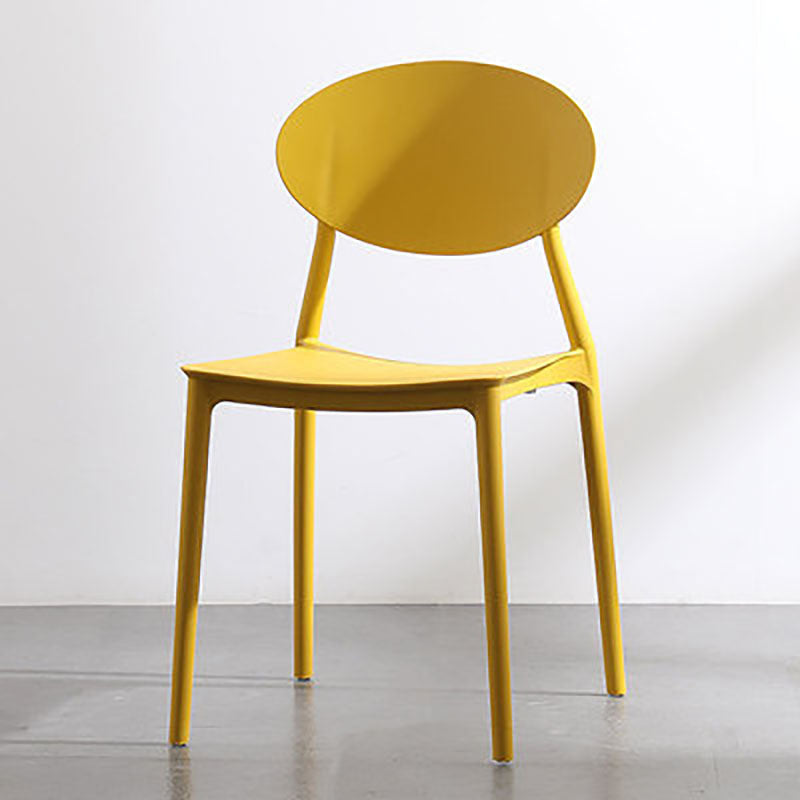 Silla contemporánea con respaldo abierto, silla lateral sin brazos con patas de plástico