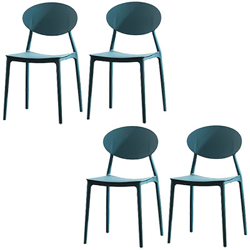 Silla contemporánea con respaldo abierto, silla lateral sin brazos con patas de plástico