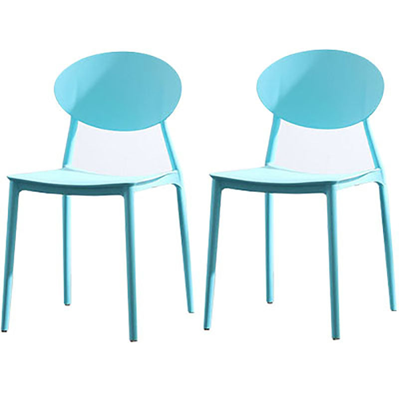 Silla contemporánea con respaldo abierto, silla lateral sin brazos con patas de plástico