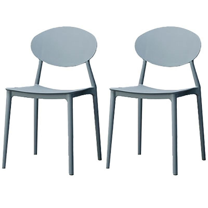 Silla contemporánea con respaldo abierto, silla lateral sin brazos con patas de plástico