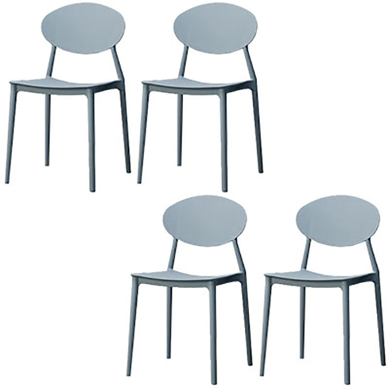 Silla contemporánea con respaldo abierto, silla lateral sin brazos con patas de plástico