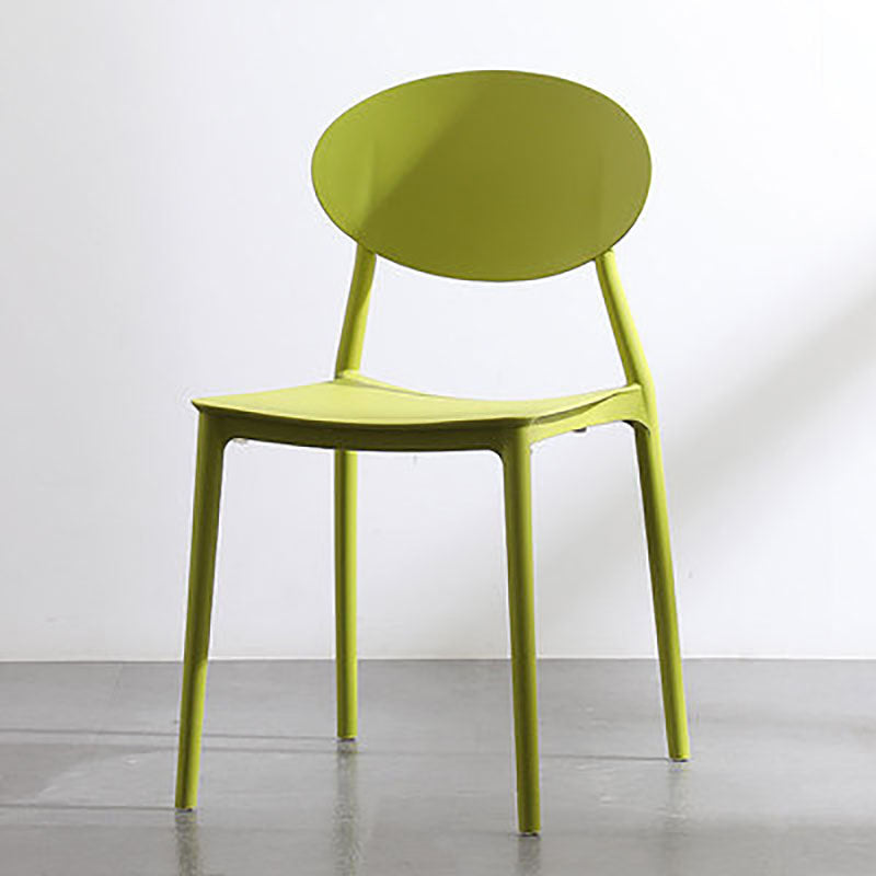 Silla contemporánea con respaldo abierto, silla lateral sin brazos con patas de plástico
