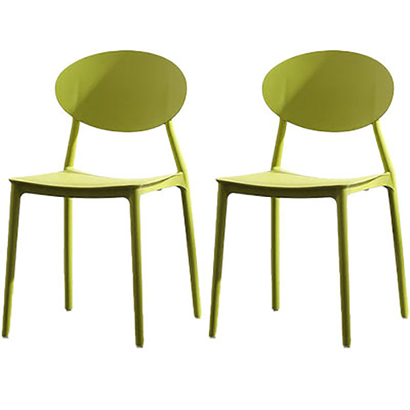 Silla contemporánea con respaldo abierto, silla lateral sin brazos con patas de plástico