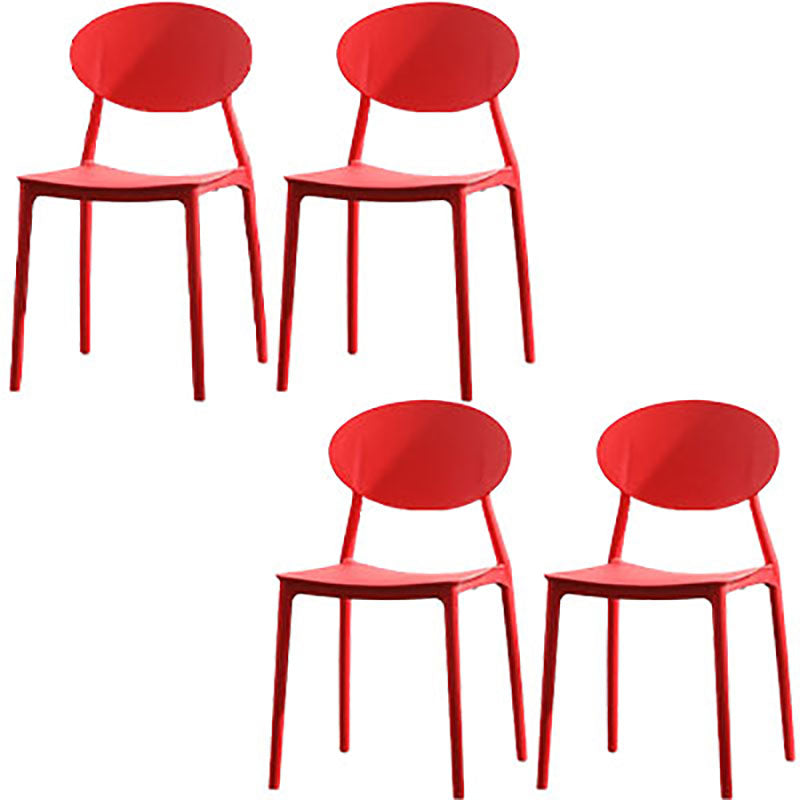 Silla contemporánea con respaldo abierto, silla lateral sin brazos con patas de plástico