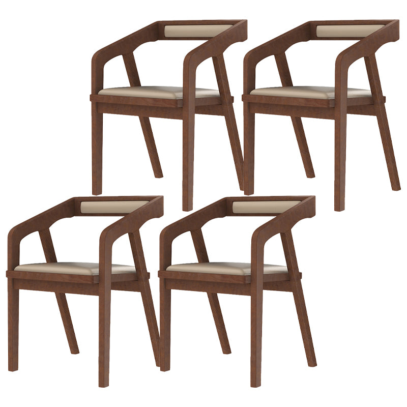 Silla contemporánea con brazo de comedor, silla lateral con patas de madera para cocina