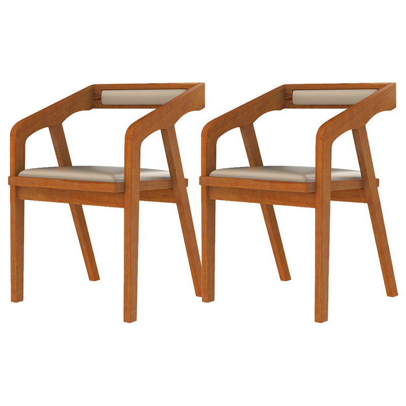 Silla contemporánea con brazo de comedor, silla lateral con patas de madera para cocina